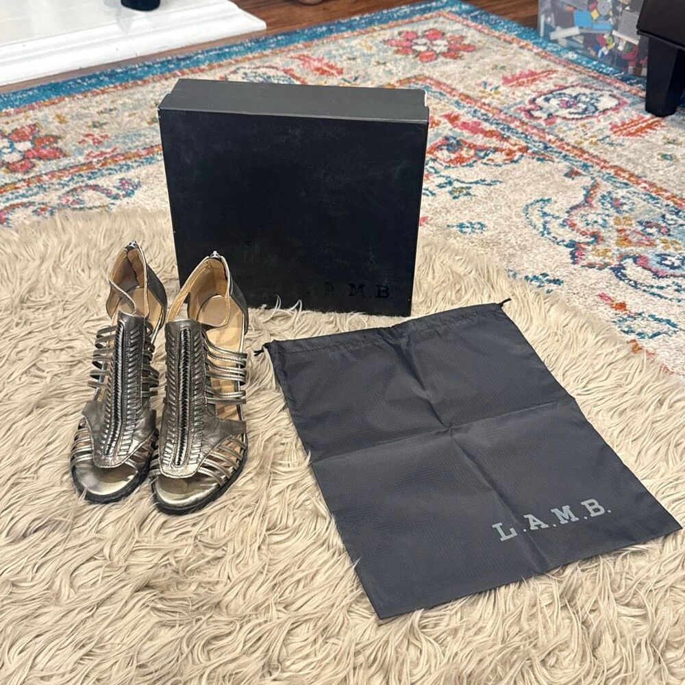 LAMB Gwen Stefani Kamy Gunmetal leather heels size 8.5